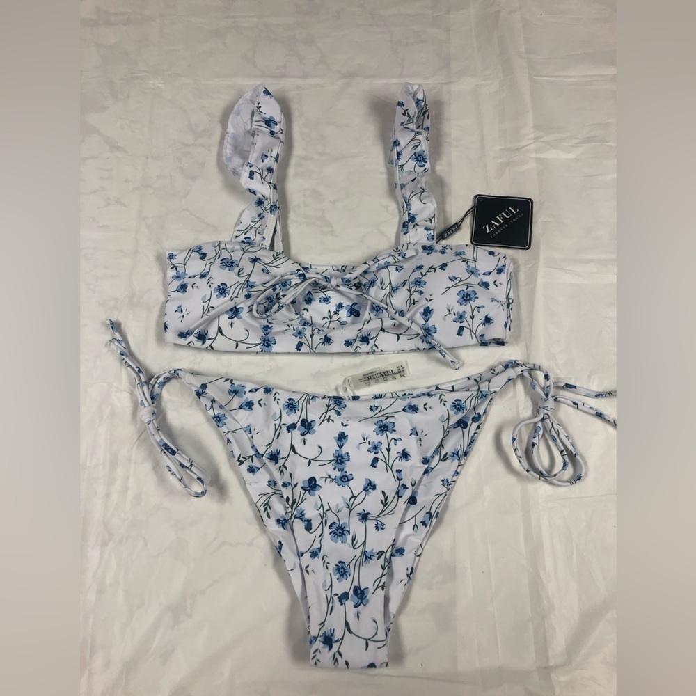 ZAFUL 2 PIECE FLORAL BIKINI SWIMSUIT SIZE 6